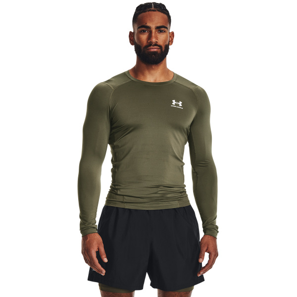 Under Armour HeatGear Armour Comp L/S T-Shirt - Men's - Marine Od Green/White - Image 3