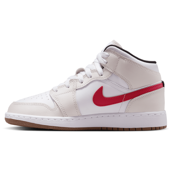 Jordan AJ 1 Mid - Boys' Grade School - White/Sail/Phantom - Image 2
