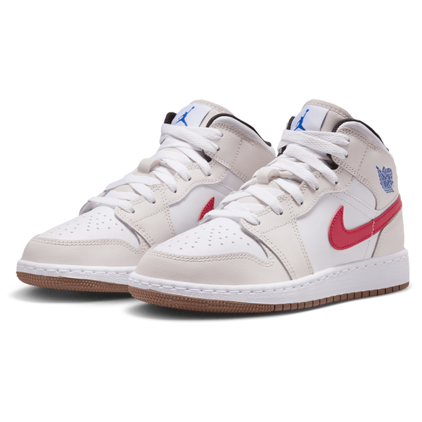 Jordan AJ 1 Mid - Boys' Grade School - White/Sail/Phantom - Image 6