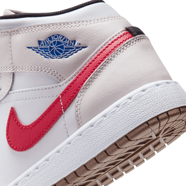 Jordan AJ 1 Mid - Boys' Grade School - White/Sail/Phantom - Image 8