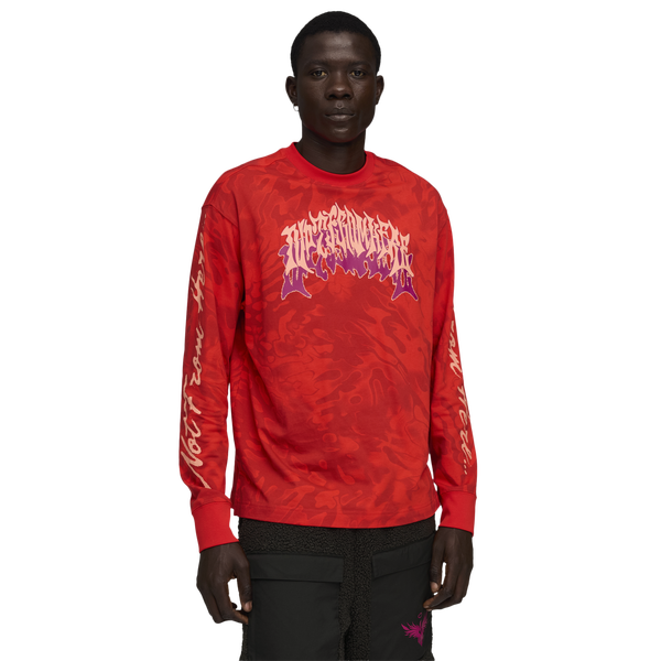 PUMA Lamelo Supernova Long Sleeve AOP Tee - Men's - Puma Red
