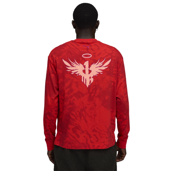 PUMA Lamelo Supernova Long Sleeve AOP Tee - Men's - Puma Red - Image 2