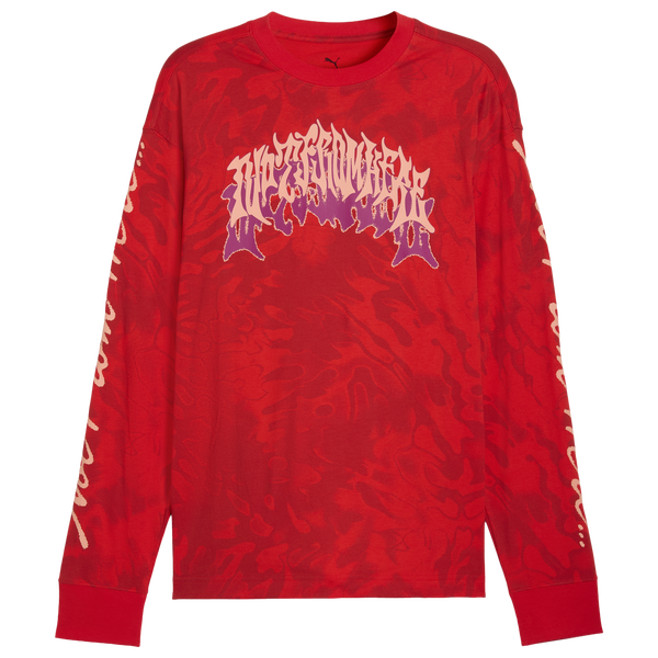 PUMA Lamelo Supernova Long Sleeve AOP Tee - Men's - Puma Red - Image 6