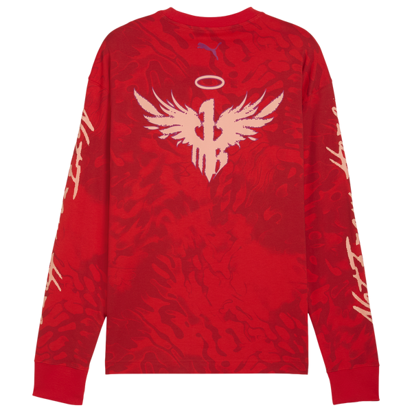 PUMA Lamelo Supernova Long Sleeve AOP Tee - Men's - Puma Red - Image 7