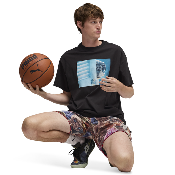 PUMA Hoops X E.T. T-Shirt II - Men's - Black/Blue - Image 3