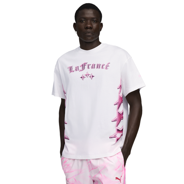PUMA Lafrance Pink Heem T-Shirt - Men's - Puma White