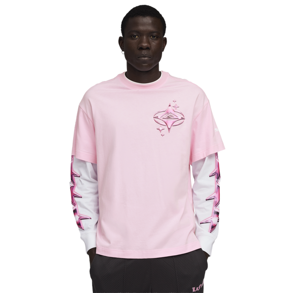 PUMA Lafrance Pink Heem Long Sleeve Tee - Men's - Puma White/Pale Pink