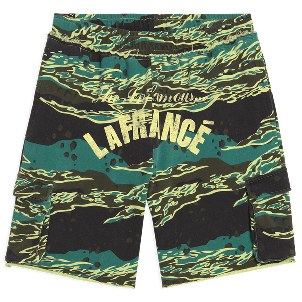 PUMA LaFrance Supply Terry Shorts - Men's - Green Terrain Aop/White - Image 4