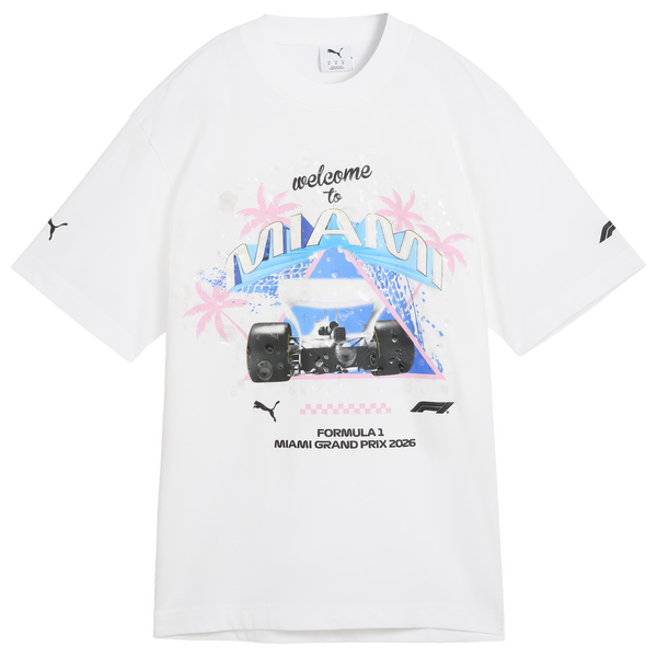 PUMA F1 Miami Washed Graphic Tee - Men's - White