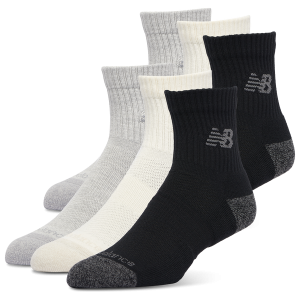 New Balance Active Cushion 6PK Quarter Sock - Sea Salt/Heather Grey/Black