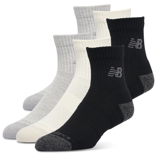 New Balance Active Cushion 6PK Quarter Sock - Sea Salt/Heather Grey/Black
