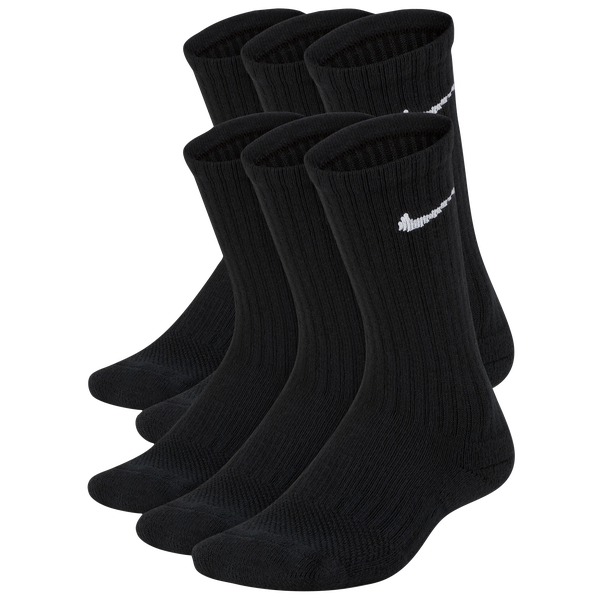 Nike 6 Pack Cushioned Crew Socks - Boys' Grade School - Black/White - Image 2