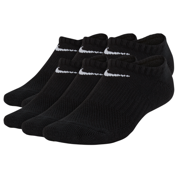 Nike 6 Pack Cushioned No-Show Socks - Boys' Grade School - Black/White