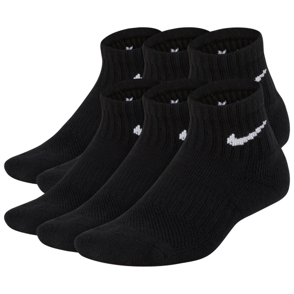 Nike 6 Pack Cushioned Quarter Socks - Boys' Grade School - Black/White - Image 2