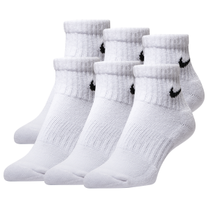 Nike 6 Pack Cushioned Quarter Socks - Boys' Grade School - White/Black