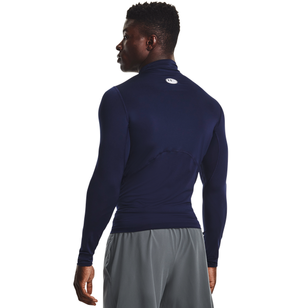 Under Armour HG Armour Comp Mock Long Sleeve - Men's - Midnight Navy/White - Image 2
