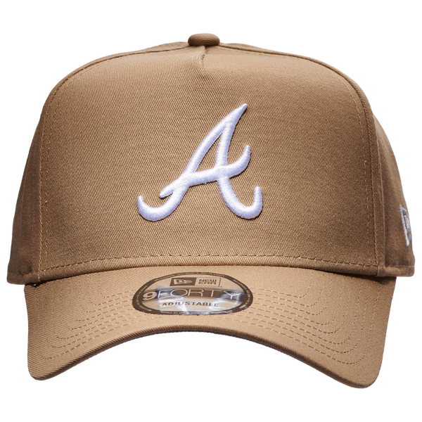 New Era Braves 9Forty A Frame Cap - Men's - Khaki/White - Image 2