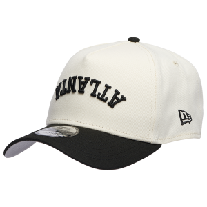 New Era Braves 9Forty A-Frame Upside Wordmark Cap - Adult - Chrome/Black