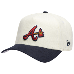 New Era Braves 940 A Frame Corduroy Cap - Men's - Chrome/Navy