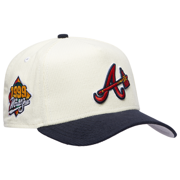 New Era Braves 940 A Frame Corduroy Cap - Men's - Chrome/Navy - Image 3