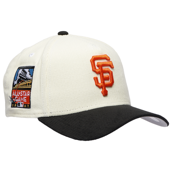 New Era Giants 940 A Frame Corduroy Cap - Men's - Black/Chrome - Image 3