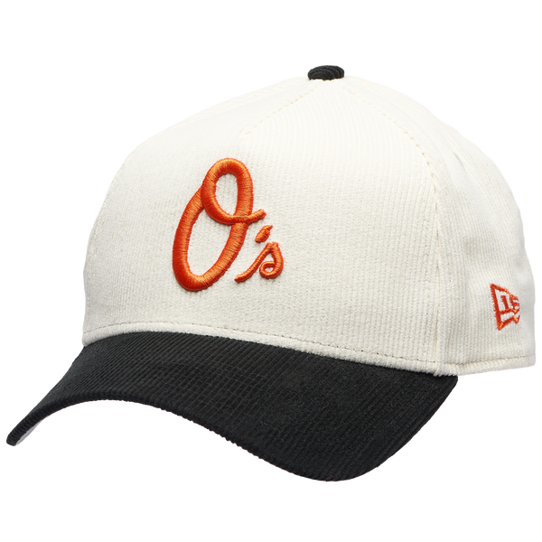 New Era Orioles 940 A Frame Corduroy Cap - Adult - White/Black