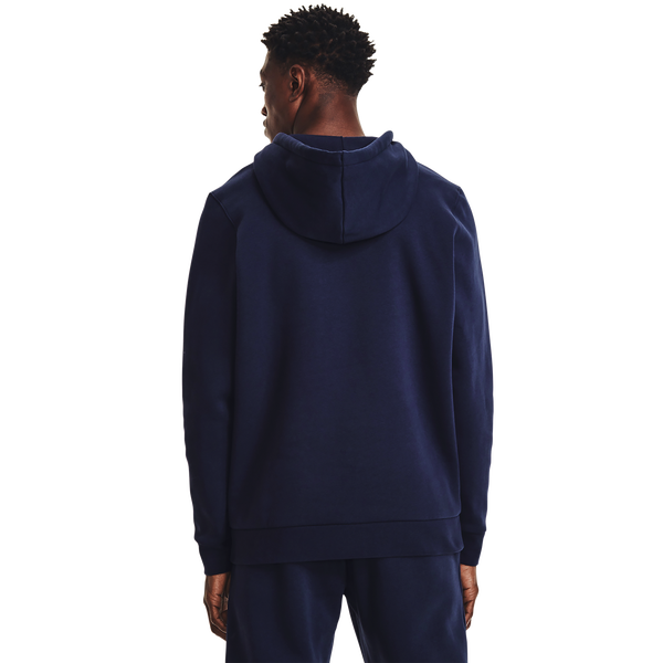 Under Armour Essential Fleece Full-Zip Hoodie - Men's - White/Midnight Navy - Image 4