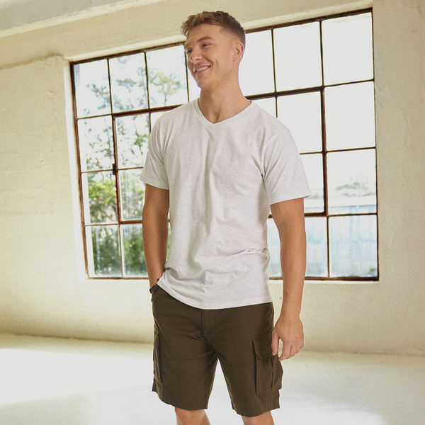 CSG Basic V-Neck S/S T-Shirt - Men's - Oatmeal/White - Image 3