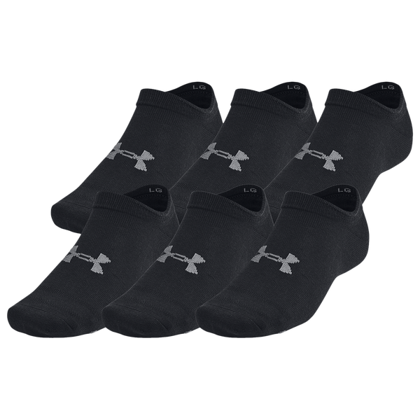 Under Armour Essential 6 Pack No Show Socks - Men's - Black/Black/Castlerock