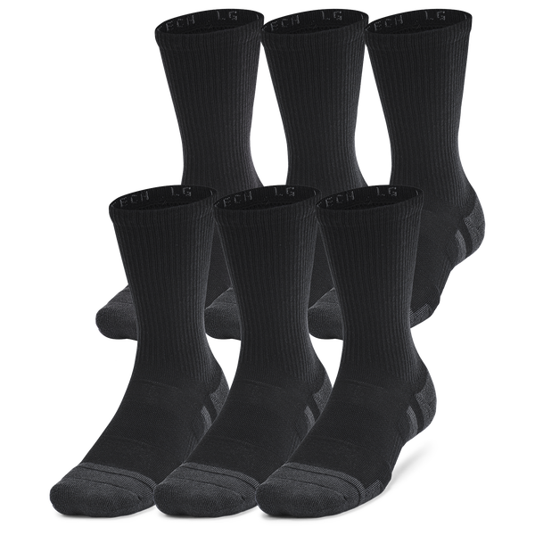 Under Armour Perf Tech 6 Pack Crew Socks - Men's - Black