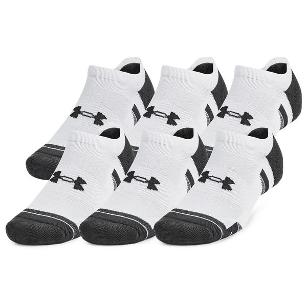 Under Armour Perf Tech 6 Pack No Show Socks - Men's - White