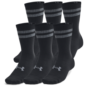Under Armour Essential 6 Pack Crew Socks - Men's - White/White/Black