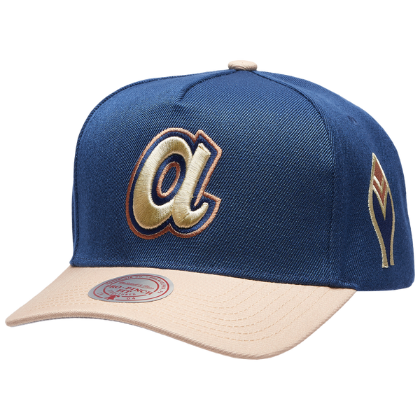 Mitchell & Ness Braves Navy & Tan Pro Pinch Cap - Adult - Navy/Tan