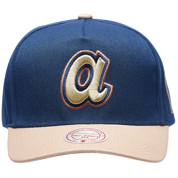 Mitchell & Ness Braves Navy & Tan Pro Pinch Cap - Adult - Navy/Tan - Image 2