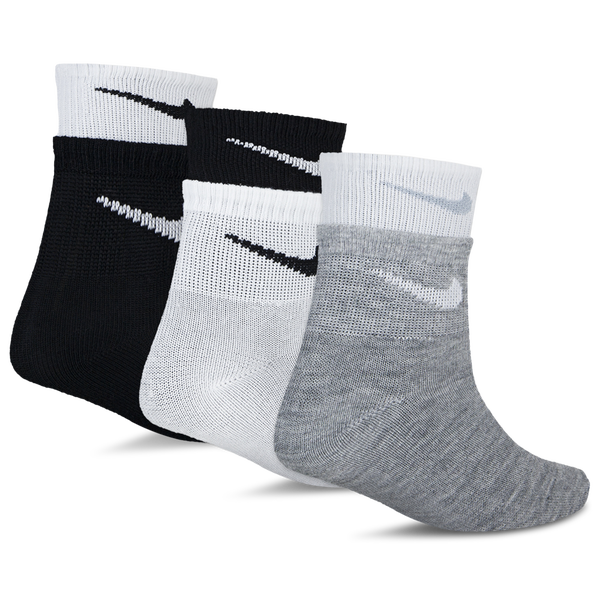 Nike Double Welt Ankle Sock 3 Pack - Girls' Preschool - Gray/Black/White - Image 2