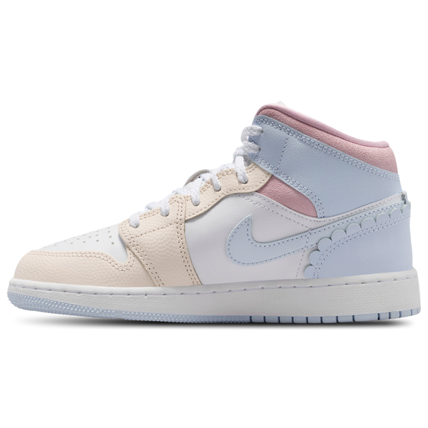 Jordan AJ 1 MID SE FEM - Girls' Grade School - Half Blue/Pale Ivory/White - Image 2
