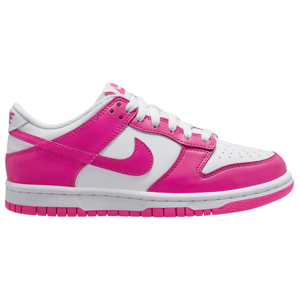 Nike Dunk Low - Girls' Grade School - White/Laser Fuchsia