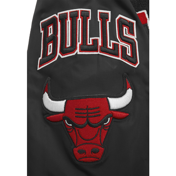 Pro Standard Chicago Bulls Mash Up Rib Satin Jacket - Men's - Black/Black/Red - Image 8