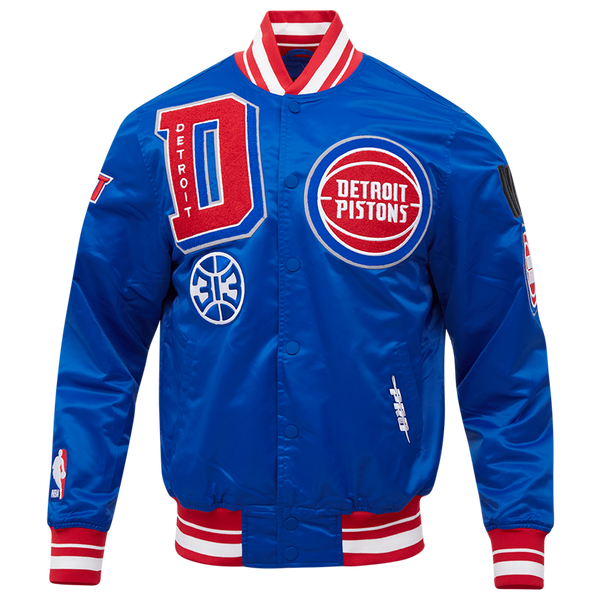 Pro Standard Detroit Pistons Mash Up Rib Satin Jacket - Men's - Royal Blue/Red