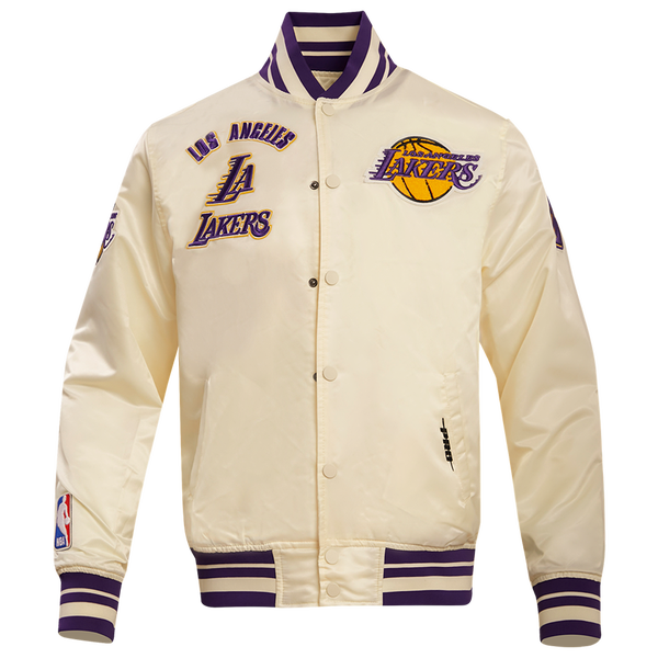 Pro Standard Los Angeles Lakers Retro Classic Satin Jacket - Men's - Eggshell/Purple