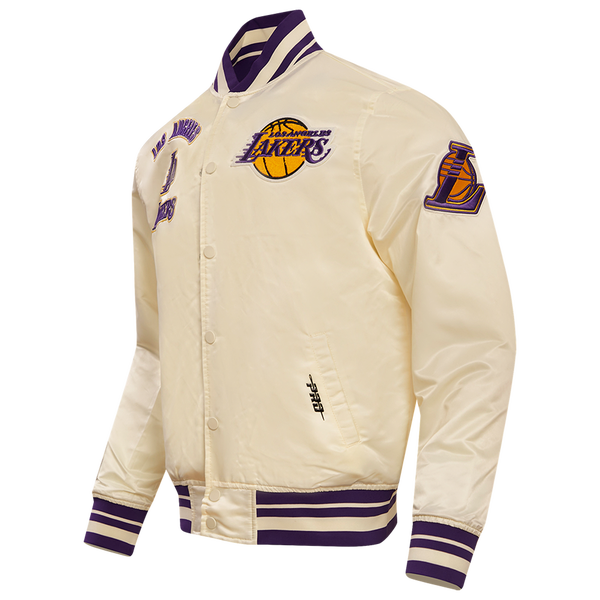 Pro Standard Los Angeles Lakers Retro Classic Satin Jacket - Men's - Eggshell/Purple - Image 3