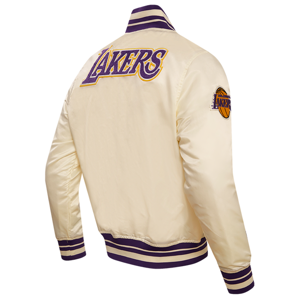 Pro Standard Los Angeles Lakers Retro Classic Satin Jacket - Men's - Eggshell/Purple - Image 4