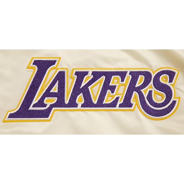 Pro Standard Los Angeles Lakers Retro Classic Satin Jacket - Men's - Eggshell/Purple - Image 5
