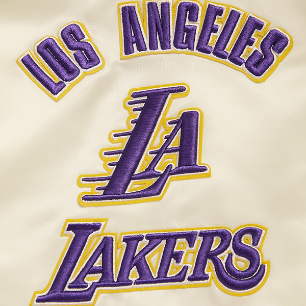 Pro Standard Los Angeles Lakers Retro Classic Satin Jacket - Men's - Eggshell/Purple - Image 6