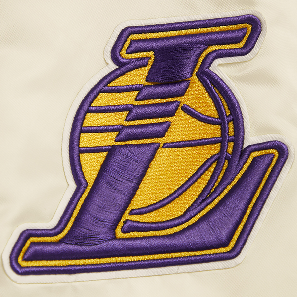 Pro Standard Los Angeles Lakers Retro Classic Satin Jacket - Men's - Eggshell/Purple - Image 8