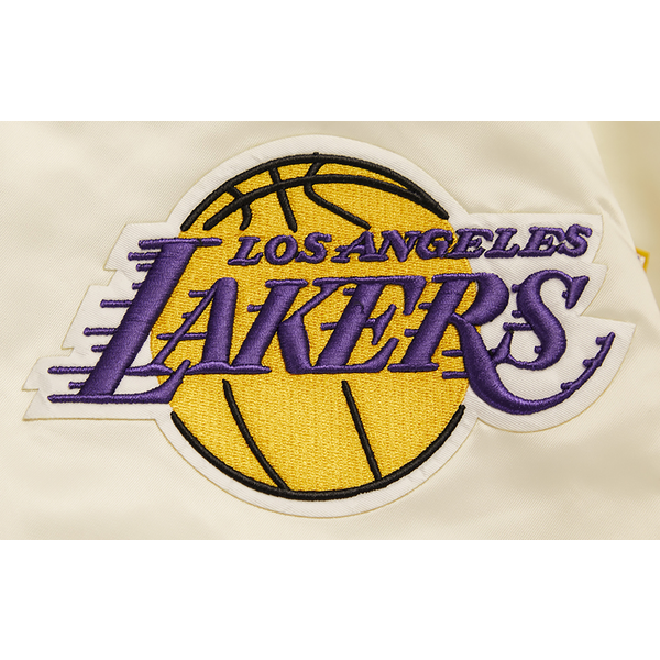 Pro Standard Los Angeles Lakers Retro Classic Satin Jacket - Men's - Eggshell/Purple - Image 9