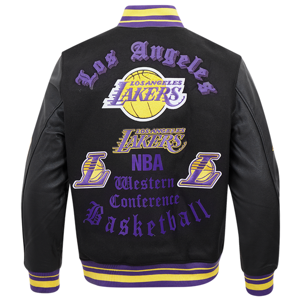 Pro Standard Los Angeles Lakers Old English Wool Varsity Jckt - Men's - Purple/Black - Image 2