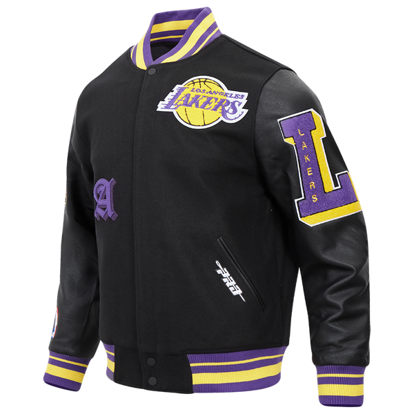 Pro Standard Los Angeles Lakers Old English Wool Varsity Jckt - Men's - Purple/Black - Image 3
