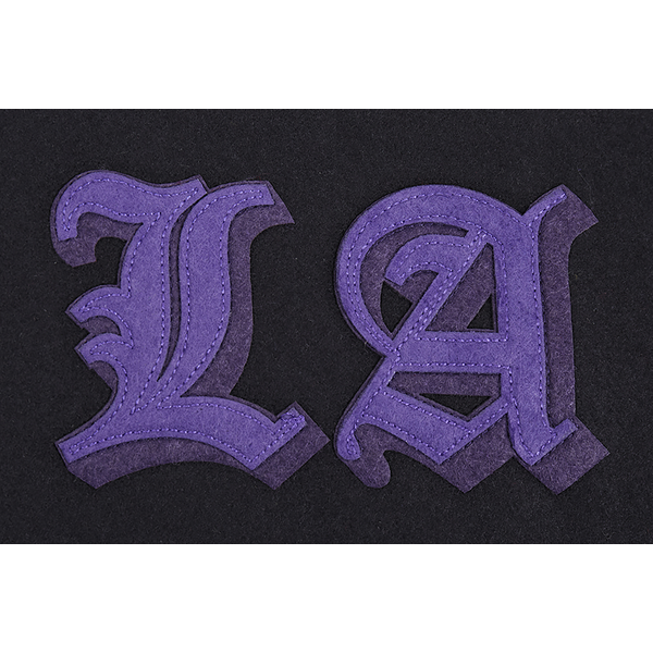 Pro Standard Los Angeles Lakers Old English Wool Varsity Jckt - Men's - Purple/Black - Image 6