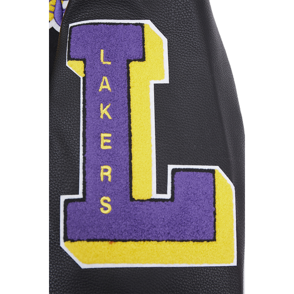 Pro Standard Los Angeles Lakers Old English Wool Varsity Jckt - Men's - Purple/Black - Image 8